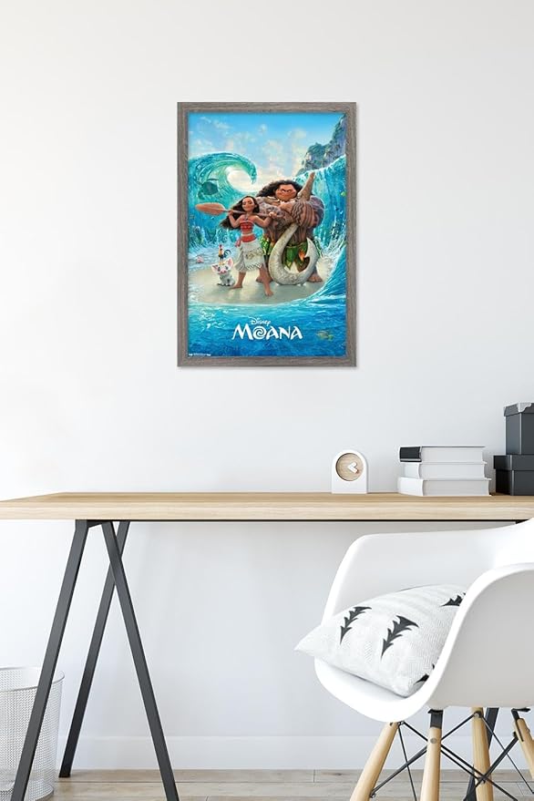 Disney Moana - Ocean Floor Wall Poster, 22.4L" x 14.7W", Barnwood Framed Version