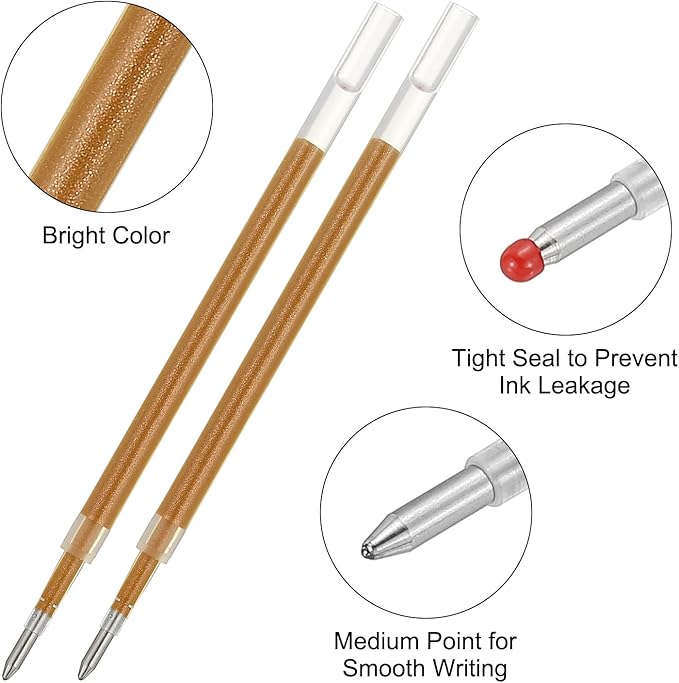 PATIKIL Gel Pen Refills, 24 Pcs 0.8mm Medium Point Glitter Coloring Gel Ink Pen Replace Refills for Retractable Click Pens Writing Drawing Doodling Office Study Classroom Supplies, Yellow