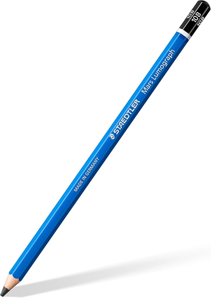 Pencil Mars Lumograph 10B Art Drawing Pencils, Pre-sharpened Graphite Pencils, Break-Resistant Bonded Lead, 100% PEFC, pack of 6