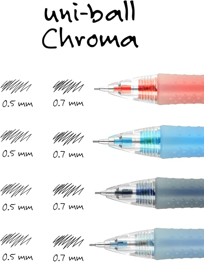 uniball Chroma Mechanical Pencil Starter Kit, 0.7mm, HB #2, Assorted Barrels, 4 Pack