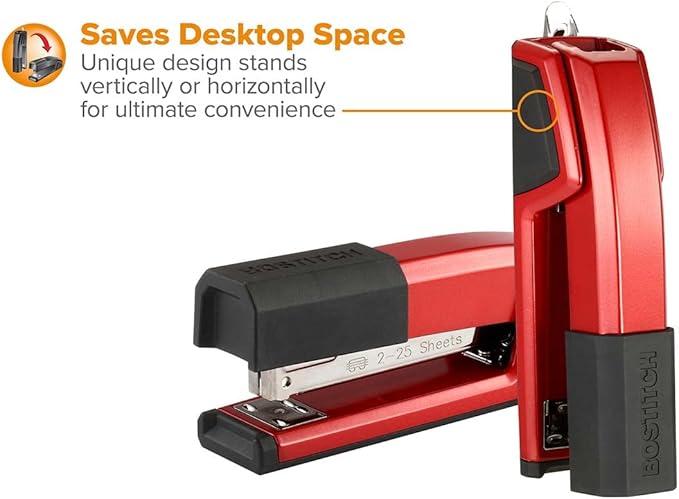 Bostitch Office Epic Metal 3 in 1 Stapler, 25 Sheet Capacity, Includes 210 Staples in Staple Storage Compartment & Integrated Remover,