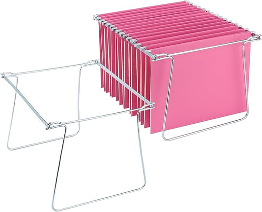 2 Packs Hanging File Folder Frame,Heavy Duty Steel Hanging File Organizer,File Cabinet Rails,Adjustable 11 to 17.4 Inches,Mountable