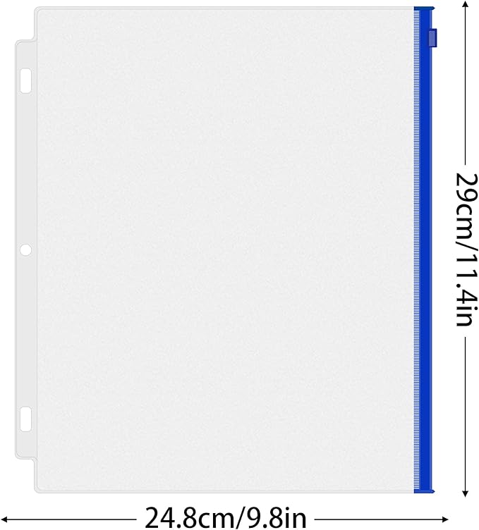 Antner 12 Pack Letter Size Binder Pockets 3 Ring Binder Multicolor Zipper Pouches Document Organizer, PVC 3-Hole Loose Leaf File Folders Insert Sleeves Page Sheet Protectors Business Office Supplies