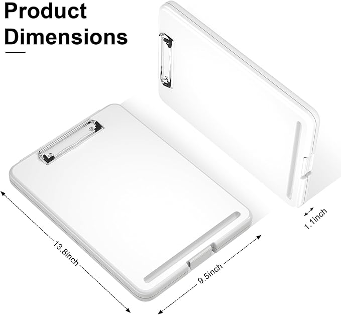 Hongri Clipboard with Storage, 8.5 x 11 Nursing Clip Board Foldable Storage for Nurses, Lawyers, Students, Classroom, Office, School, Size 13.4 x 9.4 X 0.9 in, White