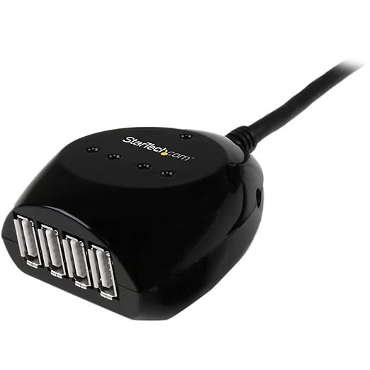 StarTech.com 15m USB 2.0 Active Cable with 4 Port Hub - Long USB Cable with 4 port USB Hub - USB A (M) to 4x USB A (F) - 15m, 50 ft Black, TAA (USB2EXT4P15M)