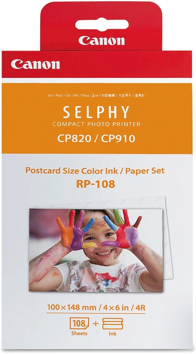 Canon Color Ink/Paper Set, Compatible with SELPHY CP910/CP820/CP1200, RP-108 (Pack of 2)