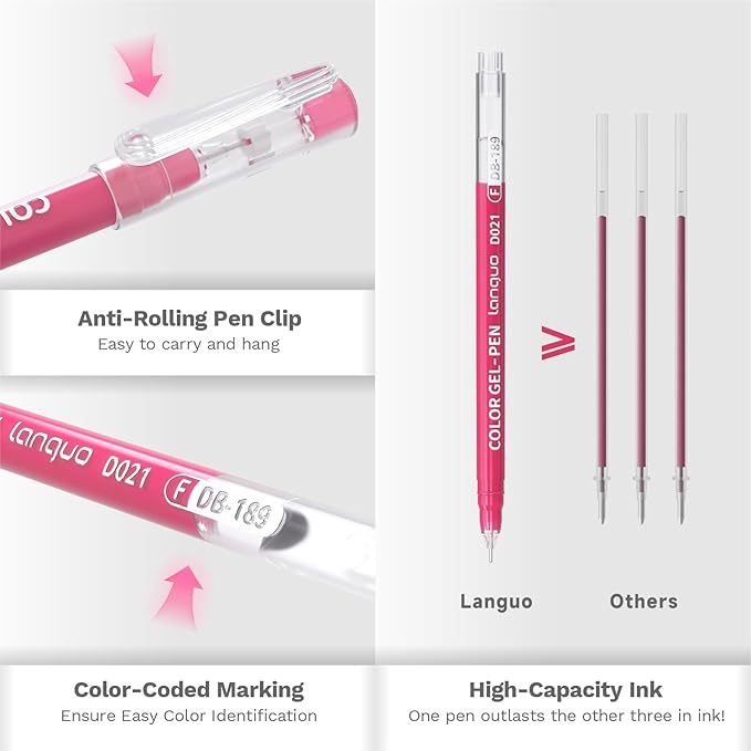 45 Colors Gel Pens for Coloring - Smooth Vibrant Colors 0.6mm Fine Point Gel Ink Pens Colored Set for Adults Artists Drawing Journaling Sketching Art Supplies