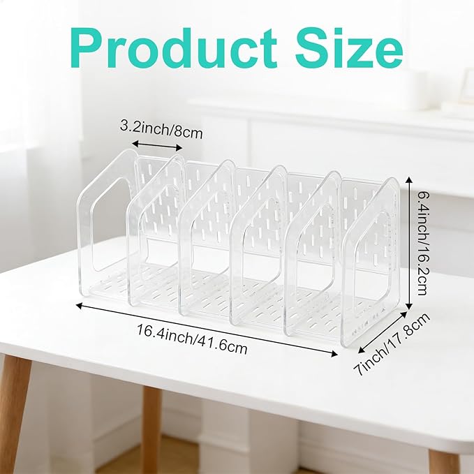 6 Pack Acrylic Magazine File Holders, Clear Desk Organizer and Storage Bins Holding Clear Bookend File Sorter, Desktop File Organizer, Magazine Holder Rack for Classroom, Home, and Office