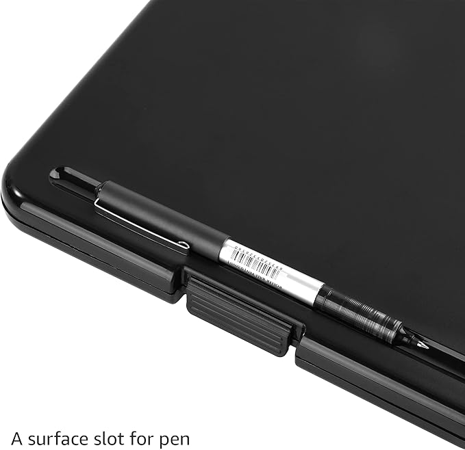 Amazon Basics Sturdy Plastic Storage Clipboard for School & Office Supplies, Lightweight, Black, 2-Pack