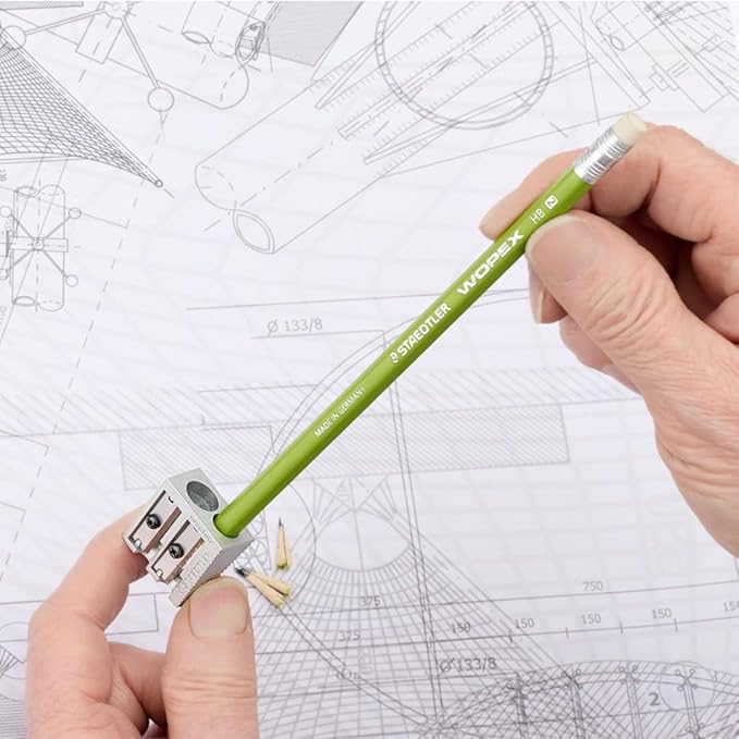 STAEDTLER Metal Double-Hole Pencil Sharpener - Precision 23° & 30° Angles for Standard & Colored Pencils - 3-Point Blade Design for Sharp Lines, 18 Pack