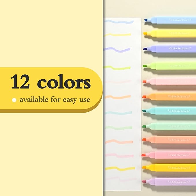 12Pcs Aesthetic Bible Pastel Highlighters and Pens no bleed Assorted Colors Cute Highlighters Double Ended Highlighter for and Office Journal