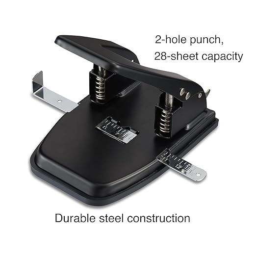 Staples 2-Hole Punch, 28 Sheet Capacity, Black, 3/Pack (ST26637/26637VS)