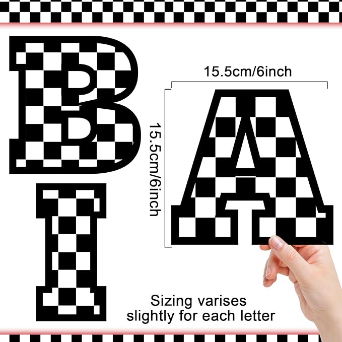 150 PCS Large 6" Bulletin Board Letters Set, Checkered Classroom Alphabet Cutout Letter for Black White Racing Bulletin Board Display Home School, A Great Helper to Inspire Students' Learning Interest