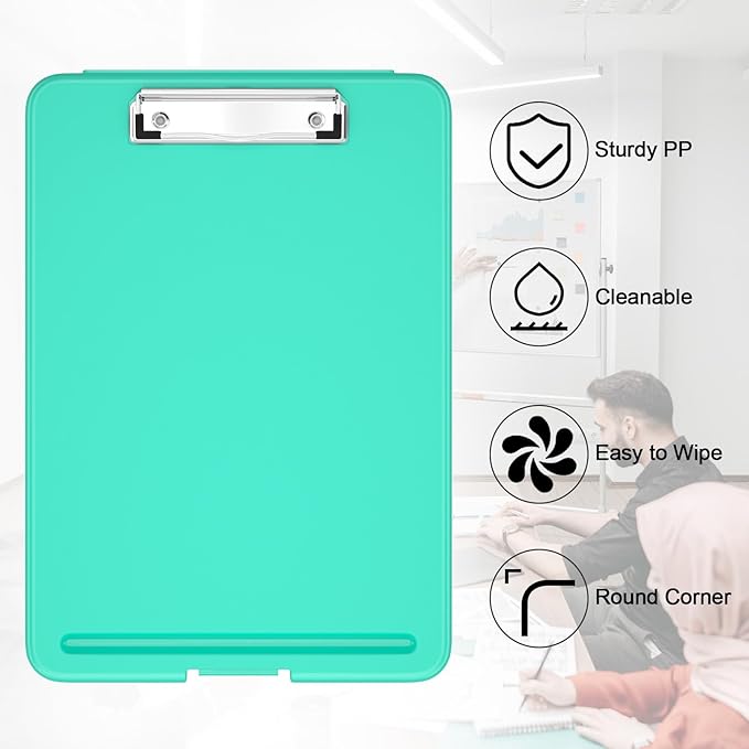 Hongri Clipboard with Storage, 8.5 x 11 Nursing Clip Board Foldable Storage for Nurses, Lawyers, Students, Classroom, Office, School, Size 13.4 x 9.4 X 0.9 in, Teal