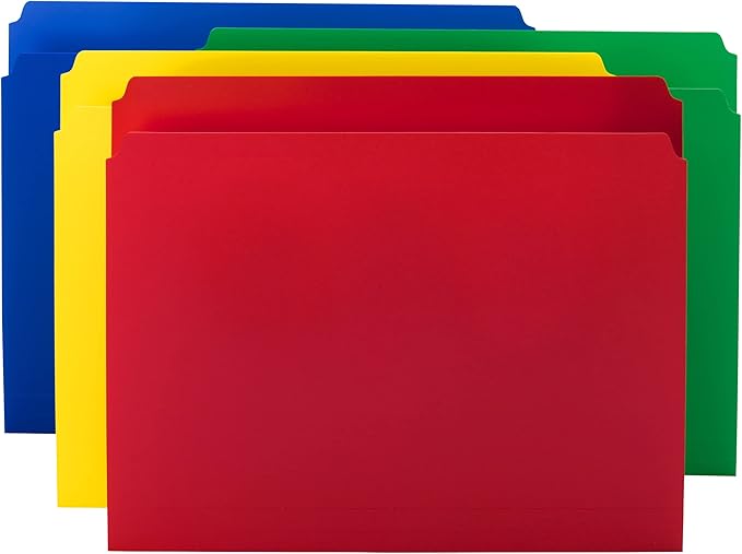 Smead Poly File Folder, Straight-Cut Tab, Letter Size, Assorted Primary Colors, 12 Count