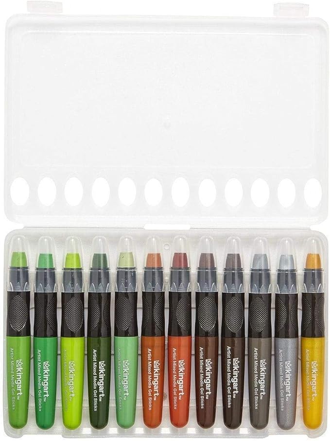 KINGART GEL STICK Set, Artist Pigment Crayons, 48 Unique Colors, Water Soluble, Creamy, and Odorless, Use on Paper, Wood, Canvas and more