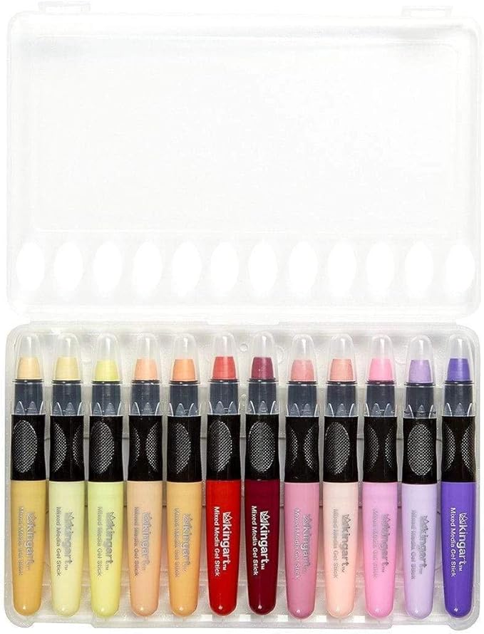 KINGART Pastel GEL STICK Set, Artist Pigment Crayons, 24 Unique Colors, Water Soluble, Creamy, and Odorless, Use on Paper, Wood, Canvas and more