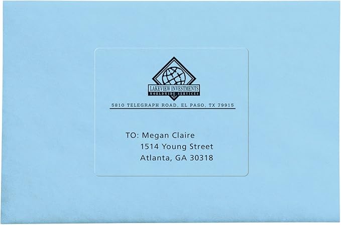 Avery Printable Shipping Labels with Sure Feed, 3-1/3" x 4", Matte Clear, 60 Blank Mailing Labels (15664) (Pack of 5)