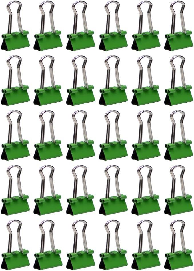 JAM PAPER Colorful Binder Clips - Extra Small - 3/5 Inch (15 mm) - Green Binderclips - 30/Pack