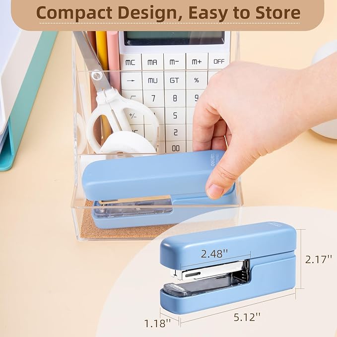 deli Stapler, Desktop Staplers with Integrated Staple Remover, 45 Sheet Capacity Office Stapler, Blue