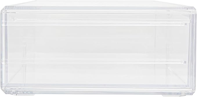 Martha Stewart Brody Desk Organizer with 2 Drawers, Stackable Plastic Desk Storage Box, Organizer for Office, Bathroom, Countertop or Dorm, 12.75" x 7.75", Clear