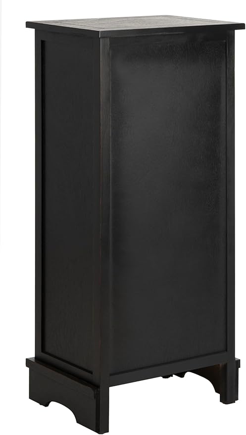 SAFAVIEH Home Collection – Connery Distressed Black Storage Cabinet with Rattan Baskets & Bottom Door, Farmhouse Accent Storage, Fully Assembled (AMH5742A)