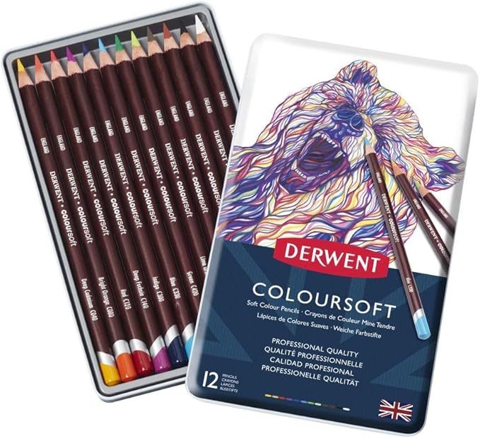 Derwent Colorsoft Pencils, 4mm Core, Metal Tin, 12 Count (0701026)
