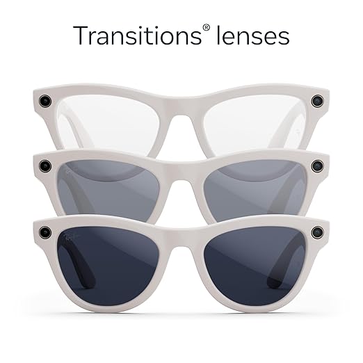 Ray-Ban Meta (Gen 2), Skyler, Shiny Chalky Grey | Smart AI Glasses for Men, Women — 2x Battery Life — 3K Ultra HD Resolution — 12 MP Ultra-Wide Camera, Audio, Video — Transitions® Sapphire Lenses