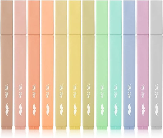Mr. Pen Aesthetic Highlighters, 12 pcs, Chisel Tip, Vintage & Cute Assorted Colors, Bible Highlighters No Bleed