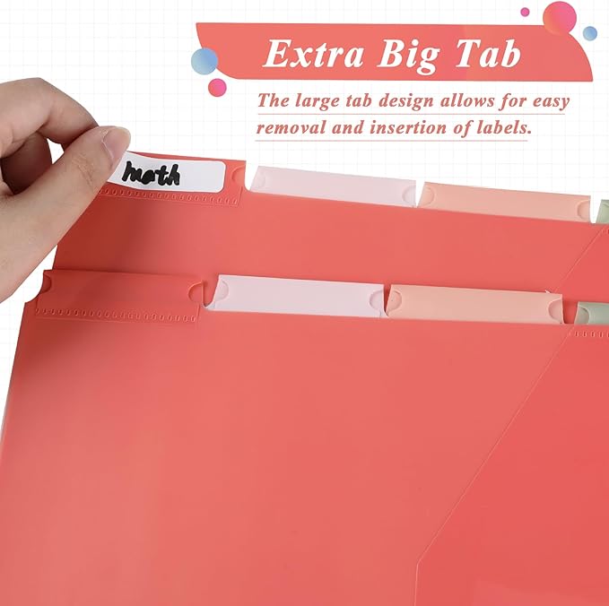 5 Sets 5 Tab Binder Dividers with Pockets for 3 Ring Plastic Binders 8.5 x 11 Inches 3 Hole Punched Page Divider Sturdy Colorful Dividers for Office School Business Home Organizer (Vintage Color)