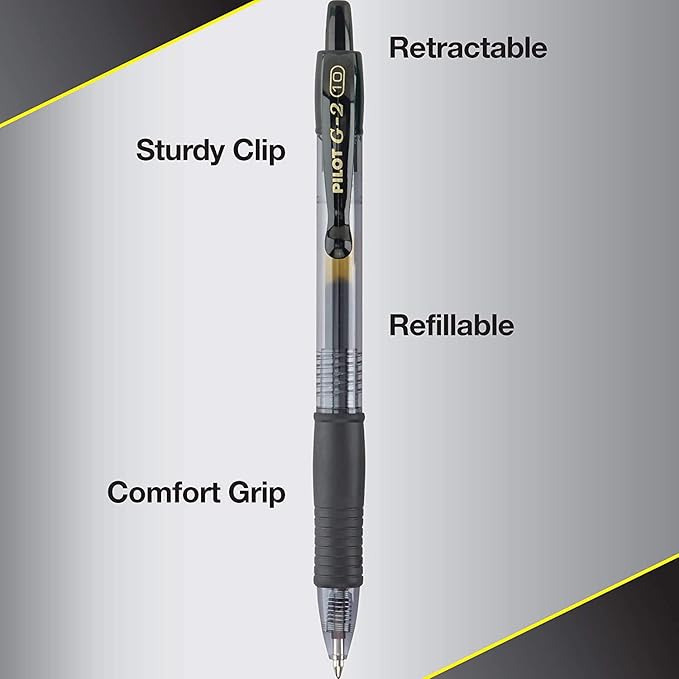 PILOT G2 Premium Gel Pens, Black Pens, Bold Point 1.0 mm, Refillable & Retractable Ballpoint Pens, 5 Black & 5 Blue, Pack of 10