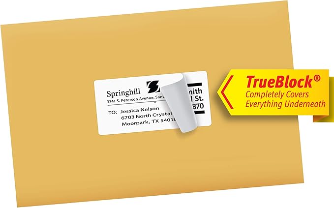 Avery Printable Shipping Labels with Sure Feed, 2" x 4" Customizable Stickers, White, 250 Blank Mailing Labels, Great for Mailing, Shipping, and More (5263)