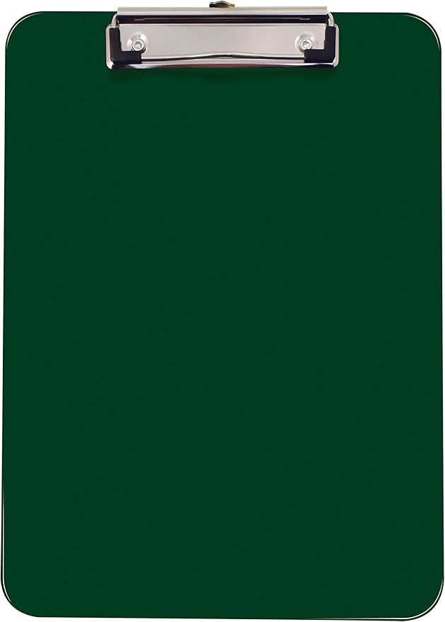 Better Office Products Green Plastic Clipboards, 12 Pack, Durable, 12.5 x 9 Inch, Low Profile Clip, Green, Set of 12