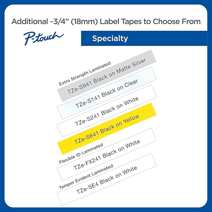 Brother P-Touch TZe-S241 Laminated Extra Strength Label Maker Tape, 3/4-inch x 26-2/10', Black on White (TZe-S241)