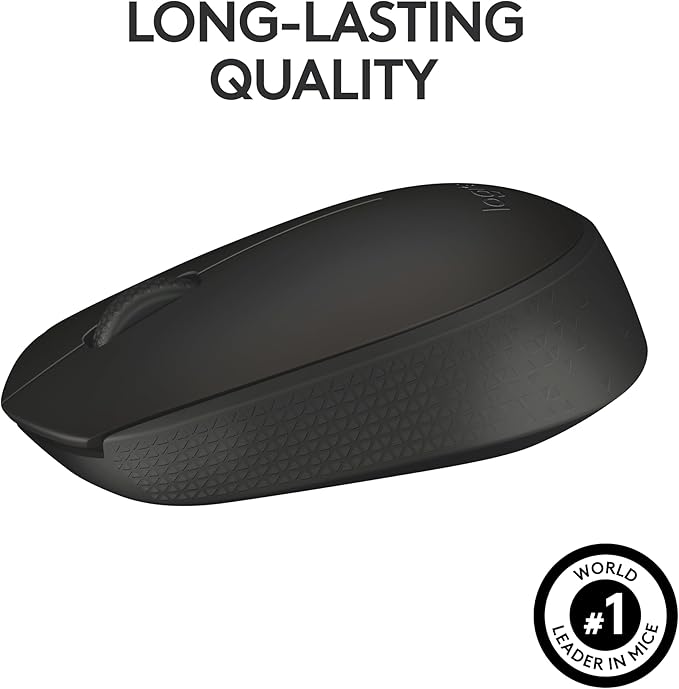 Logitech M170 Wireless Mouse for PC, Mac, Laptop, 2.4 GHz with USB Mini Receiver, Optical Tracking, 12-Months Battery Life, Ambidextrous - Black