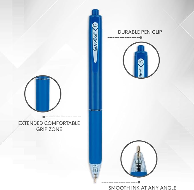 10-Count Retractable Ballpoint Pens, Black Ink, Medium Point 1.0mm, Pastel Color Barrels with Soft Contoured Grip|Christmas Gifts for Coworkers, Teachers, Friends