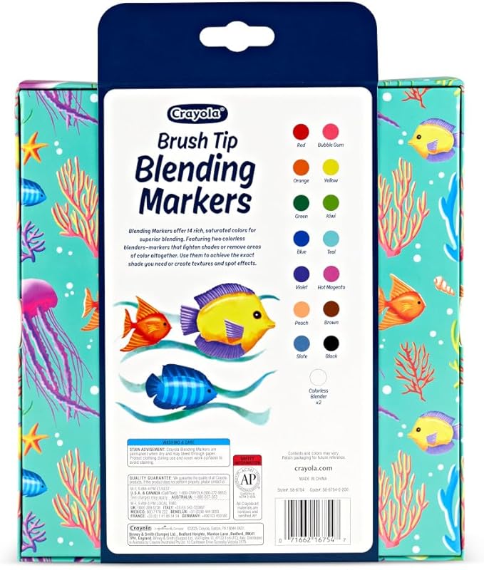 Crayola Blending Marker Set, 16 Count Markers, 2 Colorless Blenders, Adult Coloring Markers, Gifts for Teens & Adults