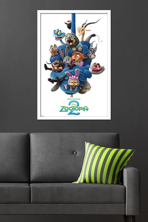 Disney Zootopia 2 (2025) - Group One Sheet Wall Poster, 34L" x 22.4W", White Framed Version
