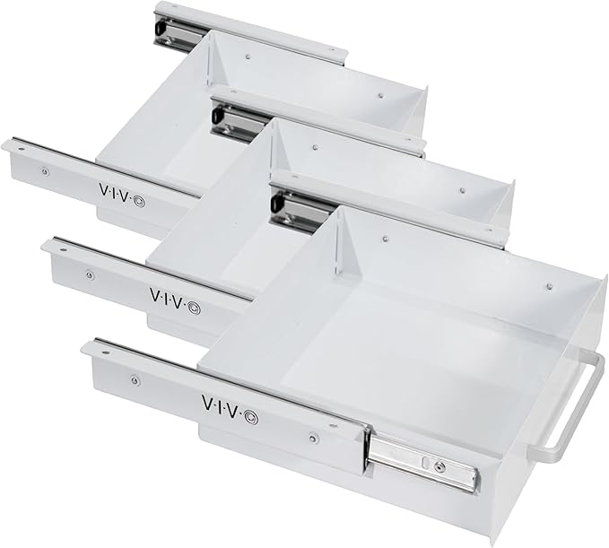 VIVO 13 inch Under Desk Slide Out Storage Organizer, Pull Handle Drawer, White, DESK-DR1H-W (Pack of 3)