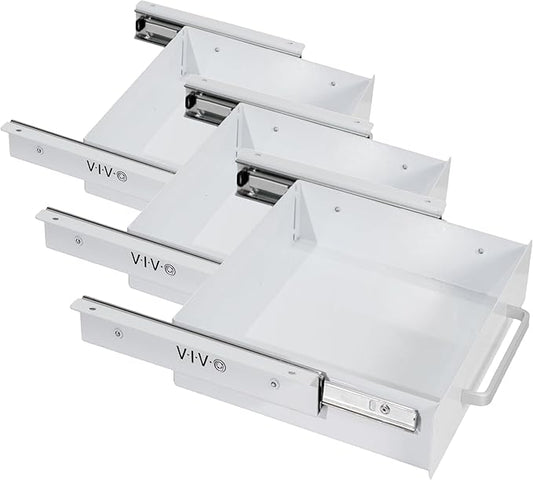 VIVO 13 inch Under Desk Slide Out Storage Organizer, Pull Handle Drawer, White, DESK-DR1H-W (Pack of 3)