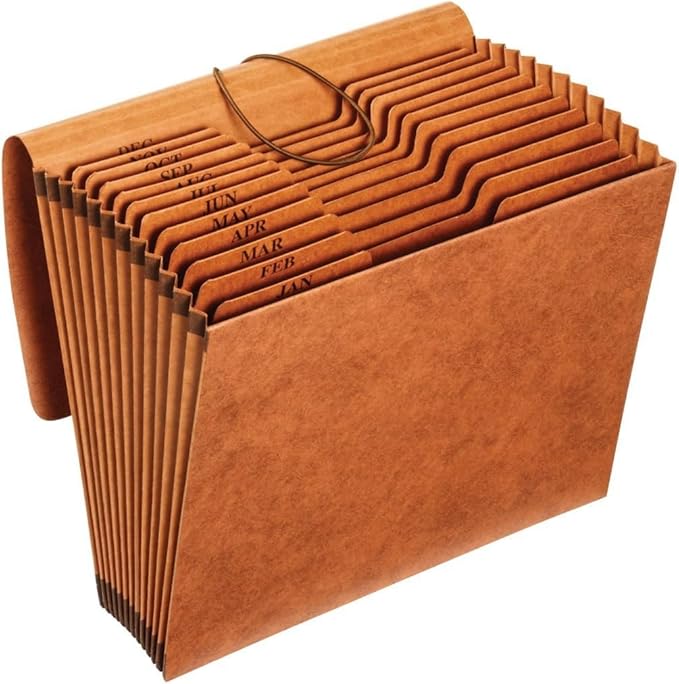 Pendaflex Heavy Duty Expanding File with Flap, Document Organizer for School, Home and Office, Portable File Organization, 12 Monthly Pockets, 1/3 Cut Tabs, Brown, Letter Size (R117MLHD)