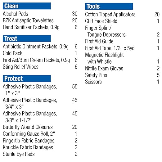 First Aid Only 290 Piece All-Purpose First Aid Kit with Magnetic Safety Light