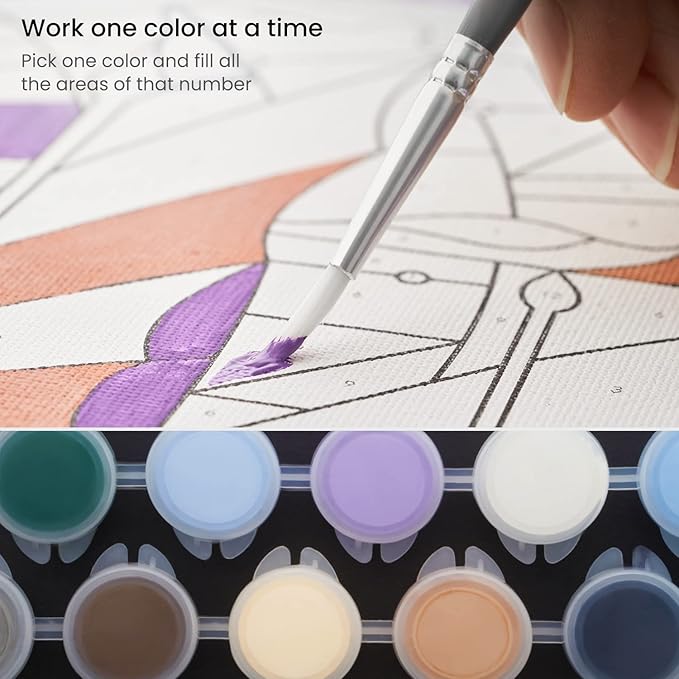 Arteza Paint by Number for Adults, 12x16 Inches, 21 Pieces, Boat Paint by Numbers Kit, Comes with 1 Canvas Panel, 12 Acrylic Paint Pots, 5 Paintbrushes, Art Supplies for Beginners & Hobby Painters