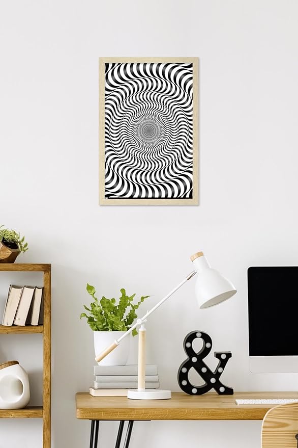 Trends International Zebra Stripe Optical Illusion Wall Poster, 22.4L x 14.7W, Blonde Framed Version