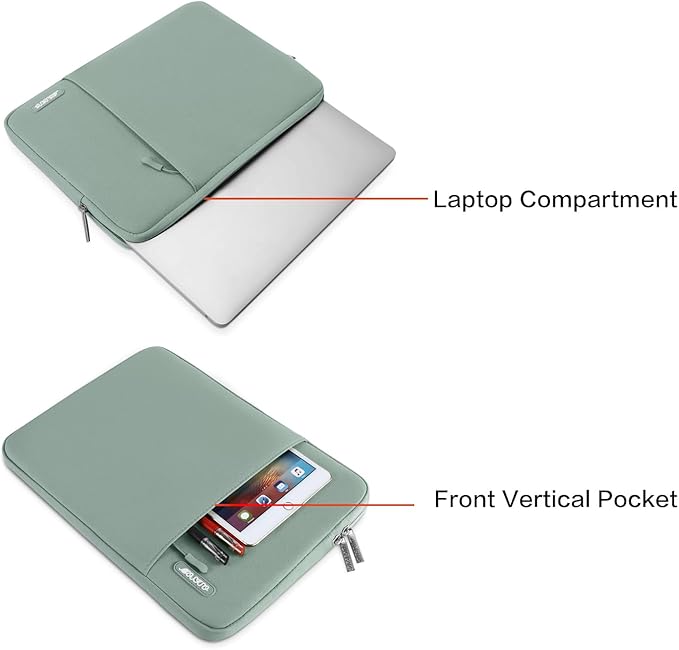MOSISO Laptop Case 15 inch, 15 inch Laptop Sleeve Compatible with MacBook Air 15 M4 A3241 M3 A3114 M2 A2941 2025 2024 2023,Dell XPS 15,Polyester Vertical Computer Sleeve Bag with Pocket, Antique Green