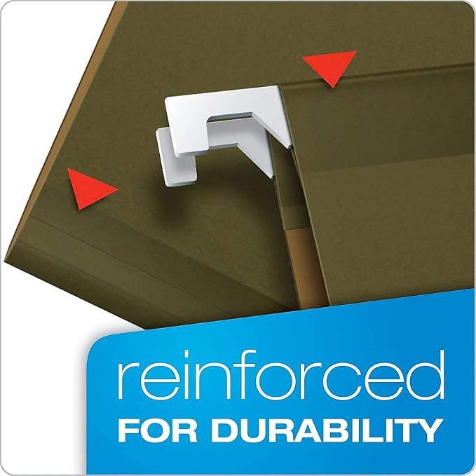 Pendaflex Ready-Tab Reinforced Hanging File Folders, Letter Size, Standard Green, 5 Tab, 25/BX (42590)