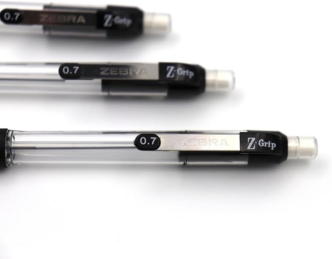 Zebra Pen, Z-Grip Mechanical Pencil, Smooth Writing, Latex-Free Grip, 0.7mm Lead, #2 HB, Pre-Loaded with Lead and Eraser, for School, Office, Everyday Use, Refillable, Clear Barrel, 24-Pack, (15241)