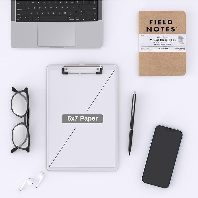 2 Pack Small Clipboards, A5 Plastic Mini Clear Clip Board for Classroom, Students, Kid, Size 6" x 9" with Low Profile Clip, Office & School Supply