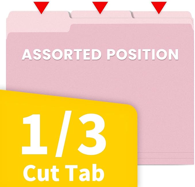 SUNEE File Folders, 18 Pack Manilla Folders 8.5 x 11, Colored Folders Office Organization Home School Folder for Documents Files Paper,Pink Color