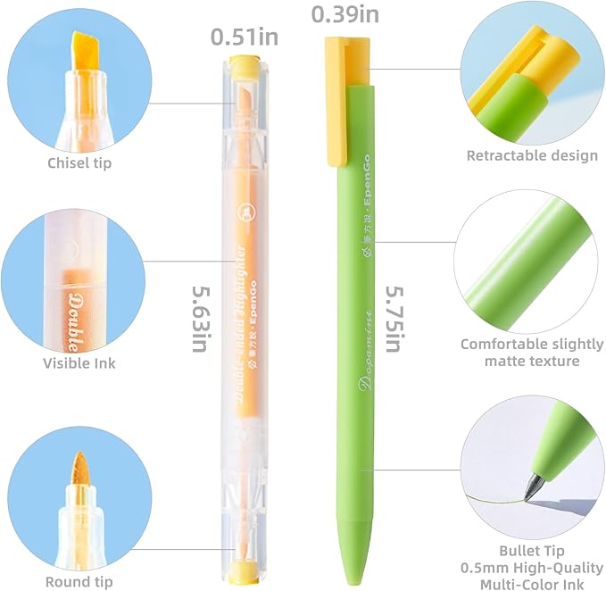 12-Pack Bible Pens and Highlighters Set, 6 Deep Morandi & 6 Morandi Pens for Bible Study, Journaling, Note Taking, Office and School Marking, No Bleed Through